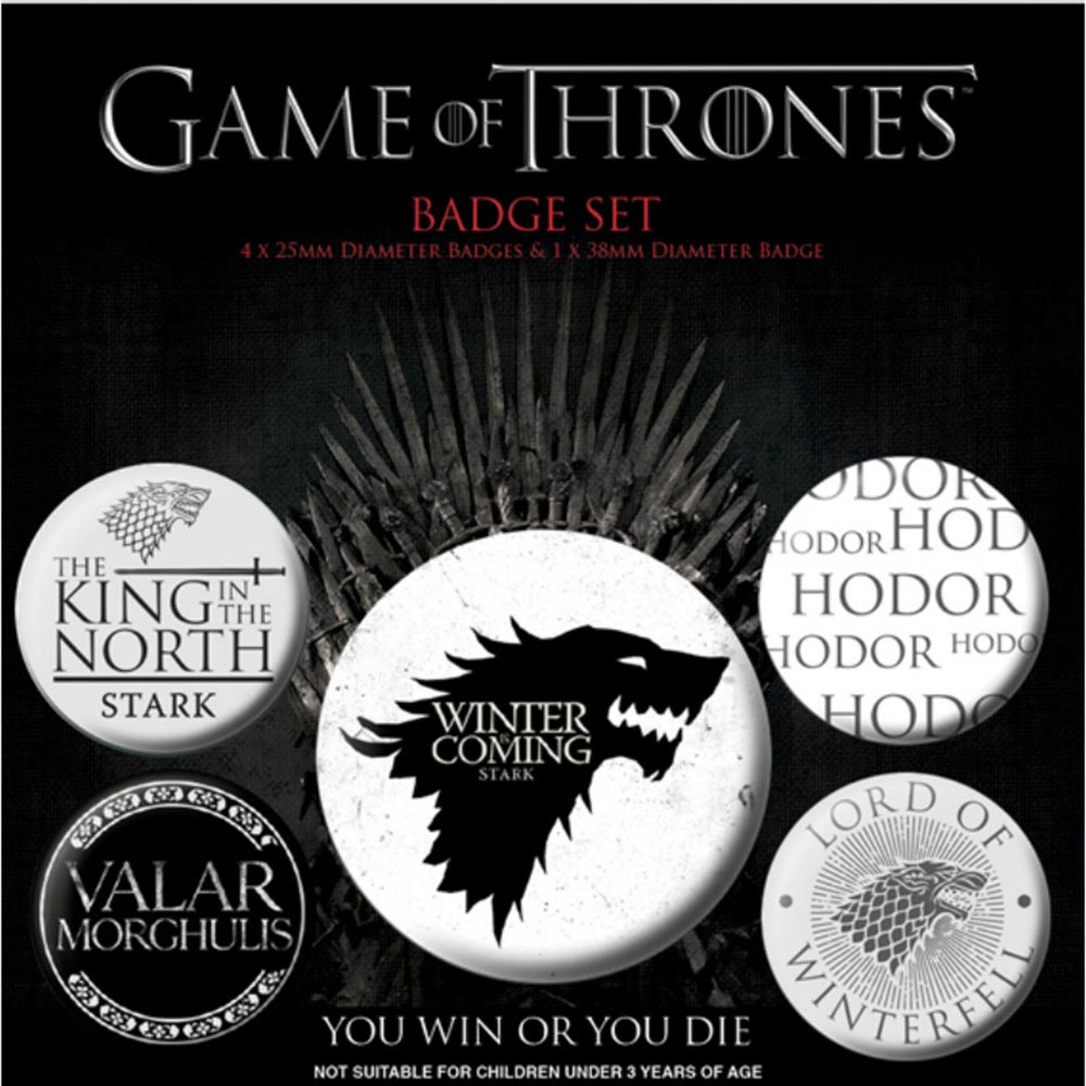 GAME OF THRONES ゲーム・オブ・スローンズ - Winter is Coming 5個セット / バッジ - PGS